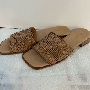 Sesto Meucci Tan Woven Slide Sandals